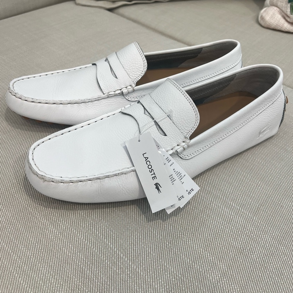 Lacoste White loafers size 10.5